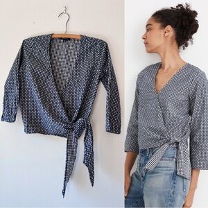 Madewell Gingham Wrap Top‎ size XXS